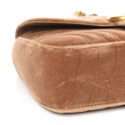 Gucci Velvet Matelasse Small GG Marmont Shoulder Bag Taupe 8 of 10