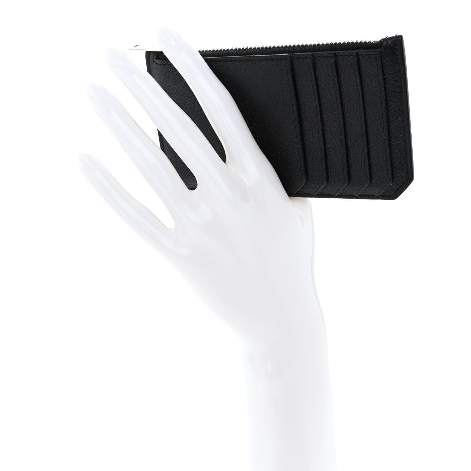 Saint Laurent Grained Calfskin 5 Fragments Zip Pouch Card Holder Black 2 of 9