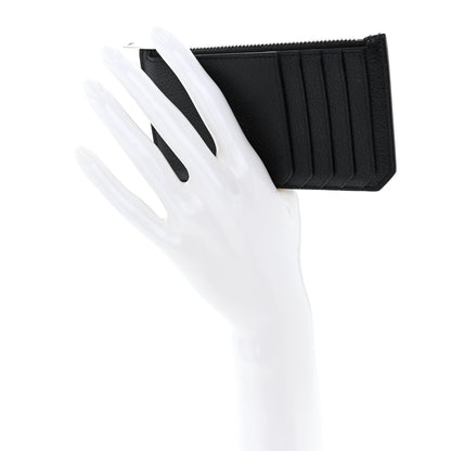 Saint Laurent Grained Calfskin 5 Fragments Zip Pouch Card Holder Black 2 of 9