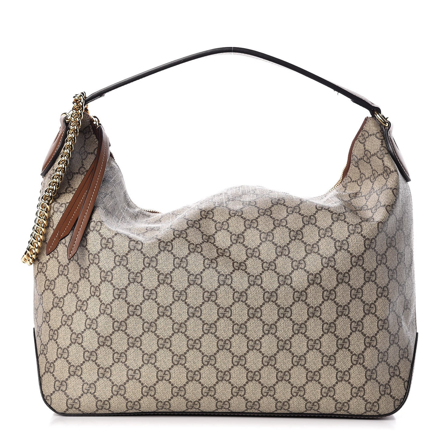 GG Supreme Monogram Large Linea A Hobo Light Brown