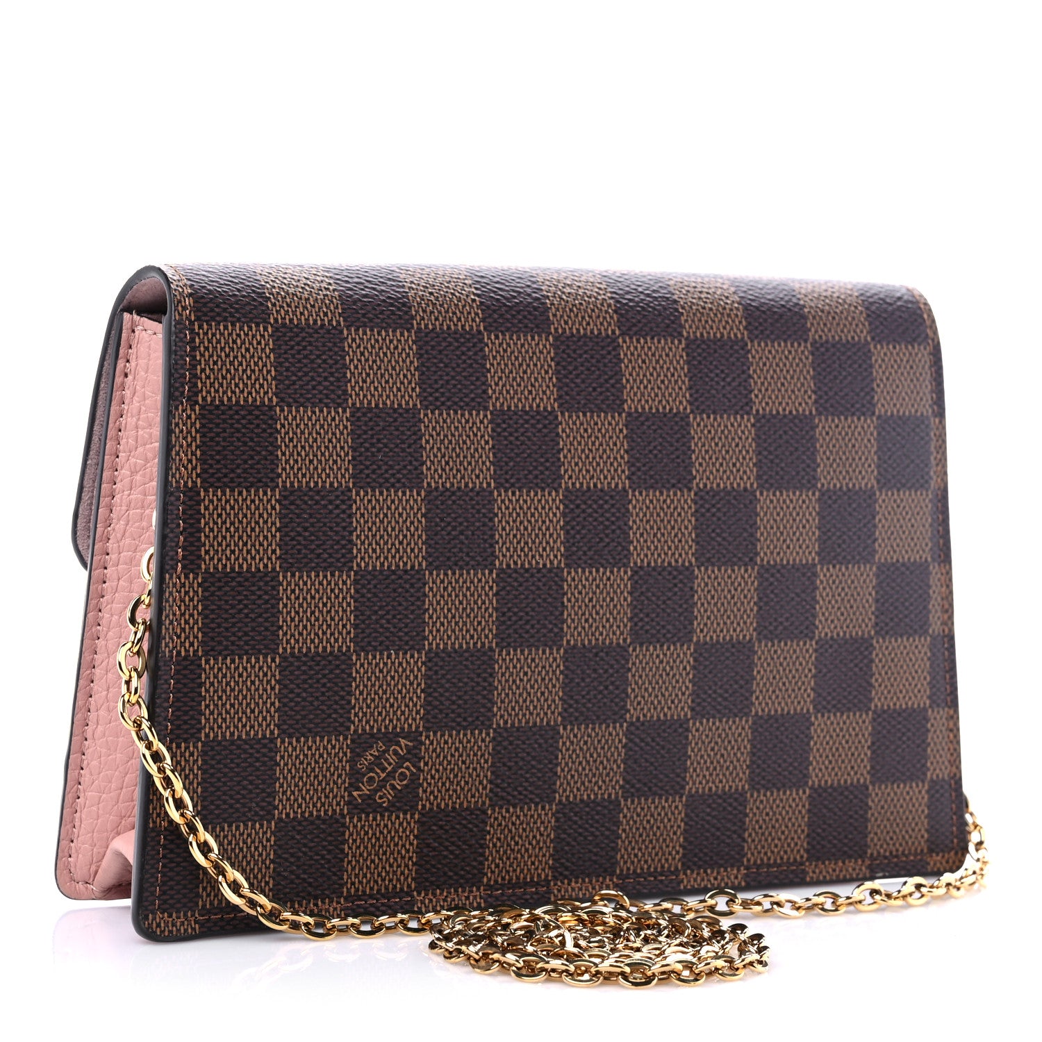 Louis Vuitton Damier Ebene Croisette Chain Wallet Magnolia 3 of 10