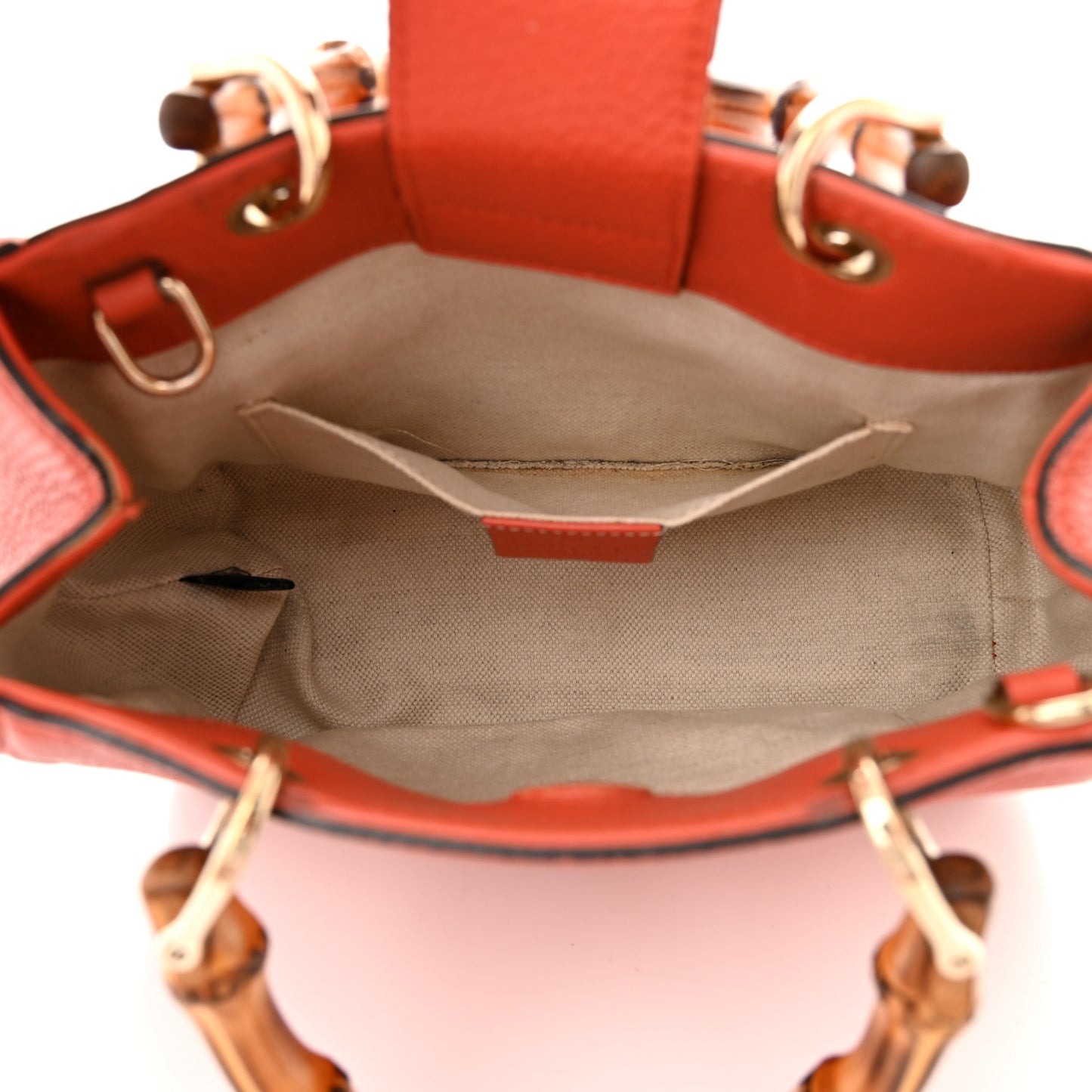 Calfskin Mini Bamboo Shopper Tote Dark Orange