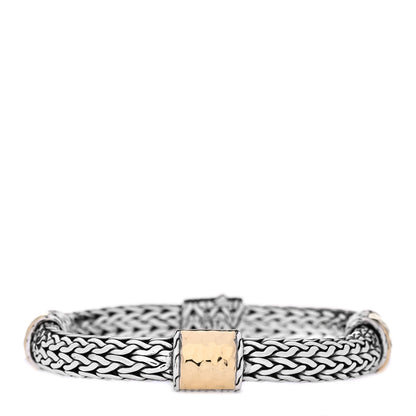John Hardy Sterling Silver 22K Yellow Gold 10mm Classic Chain Hammered Bracelet 1 of 6