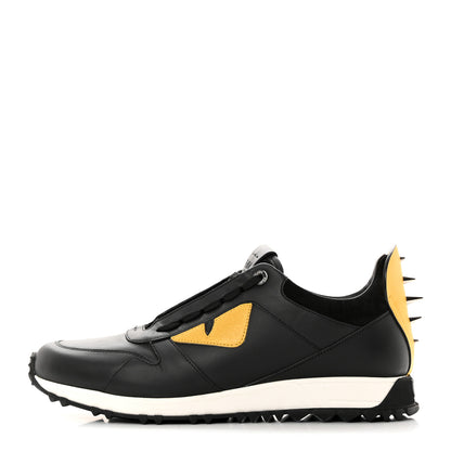 Fendi Vitello Elite Spike Monster Eyes Runner Sneakers 8 Black 1 of 20