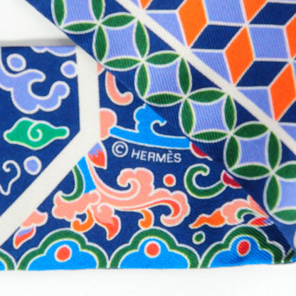Hermes Silk Collections Imperiales Twilly Lavande Bleu Orange 4 of 6
