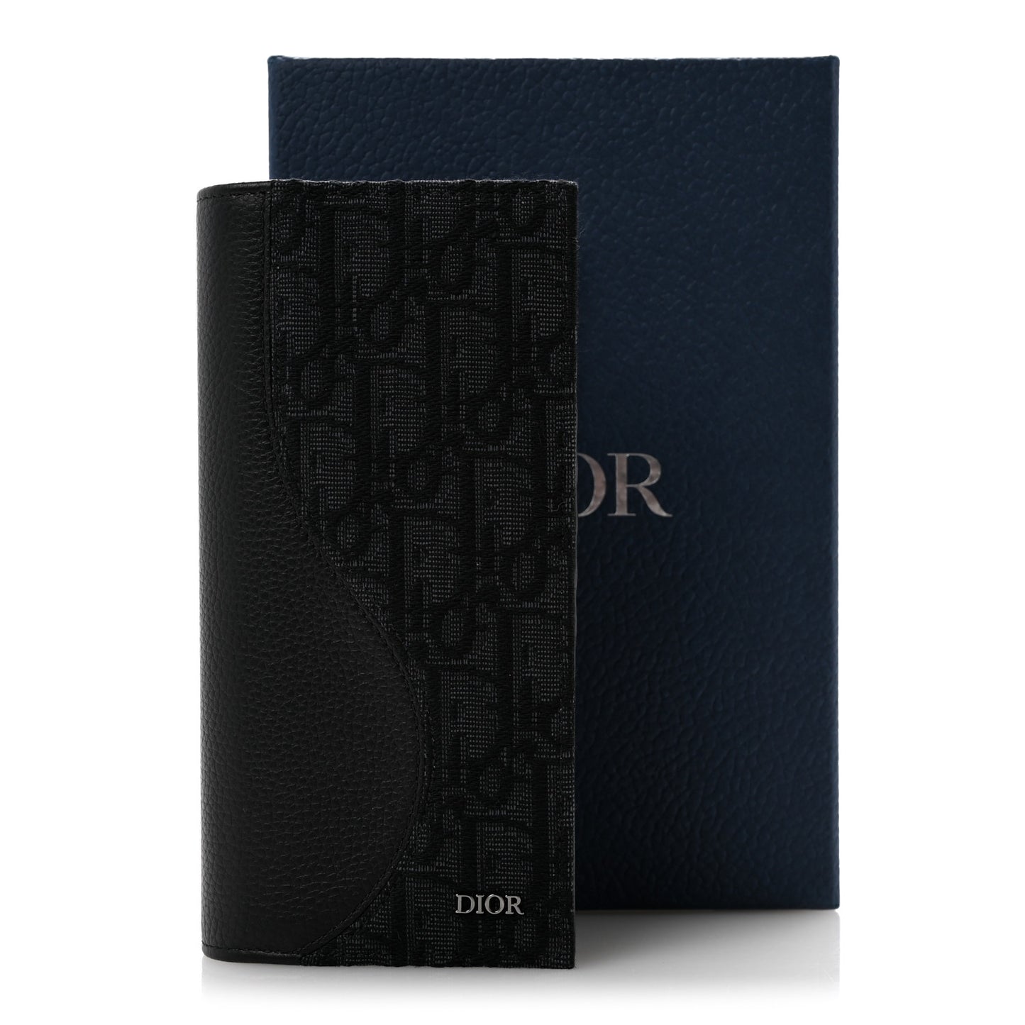 Oblique Saddle Long Vertical Wallet Black