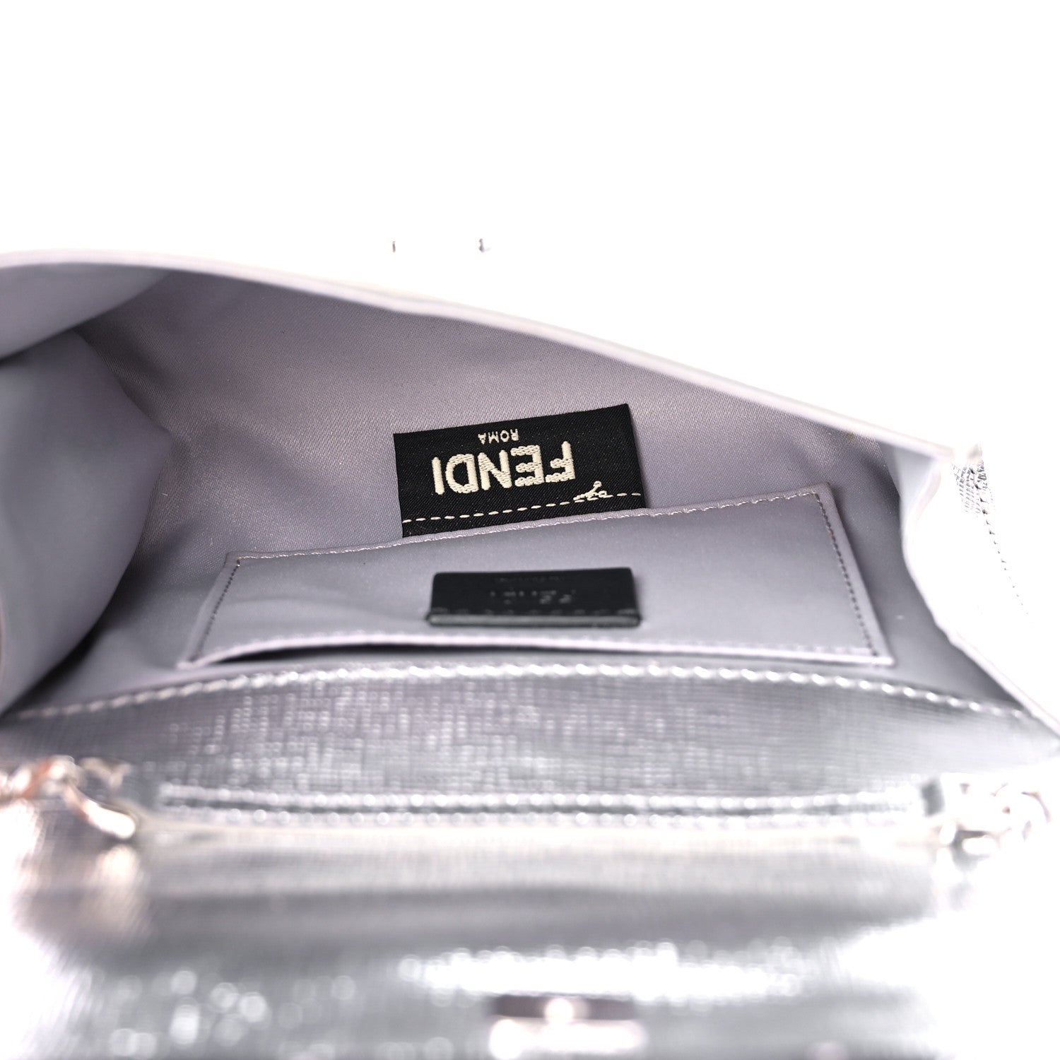 Fendi Vitello Mirror Elite Bi-Color Mini Rush Clutch Argento Champagne 5 of 11