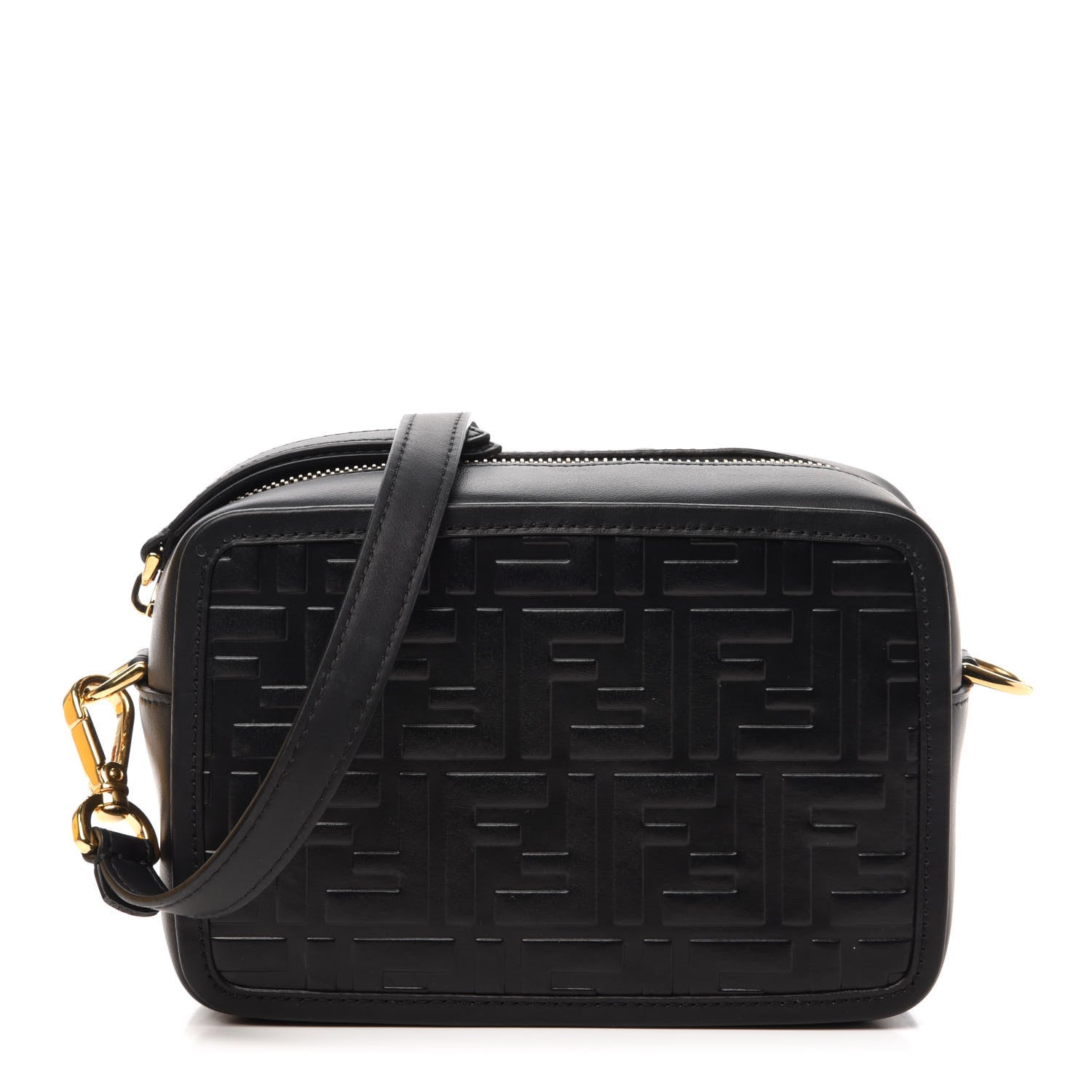 Fendi Vitello Century FF 1974 Embossed Mini Camera Case Black 1 of 12