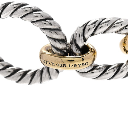David Yurman Sterling Silver 18K Yellow Gold Blue Sapphire 12.75mm Cushion Link Necklace 5 of 5