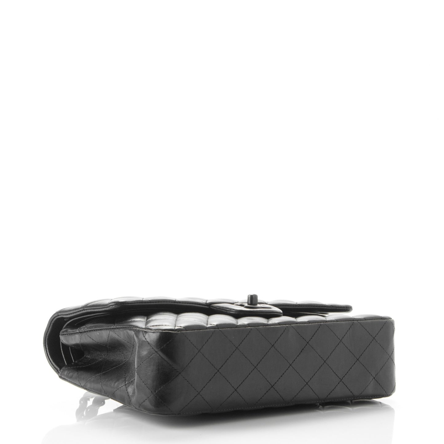 Lambskin Quilted Medium Double Flap Black