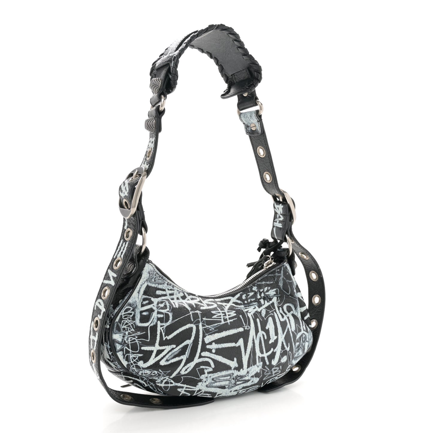 Agneau Arena Graffiti Le Cagole Shoulder Bag XS Black