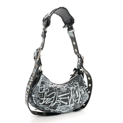 Balenciaga Agneau Arena Graffiti Le Cagole Shoulder Bag XS Black 4 of 13