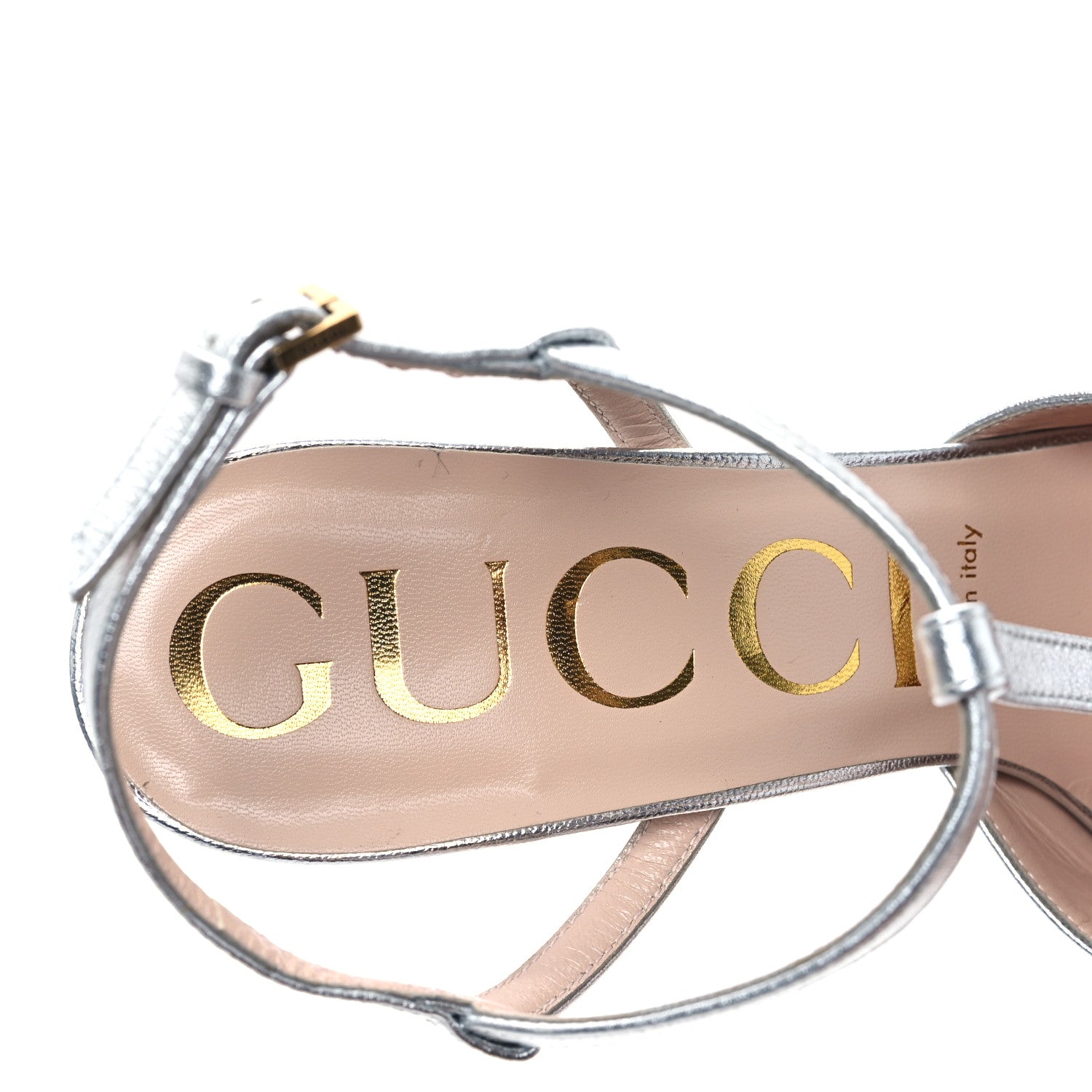 Gucci Metallic Nappa T Strap Platform Pumps 38 Argento 7 of 7