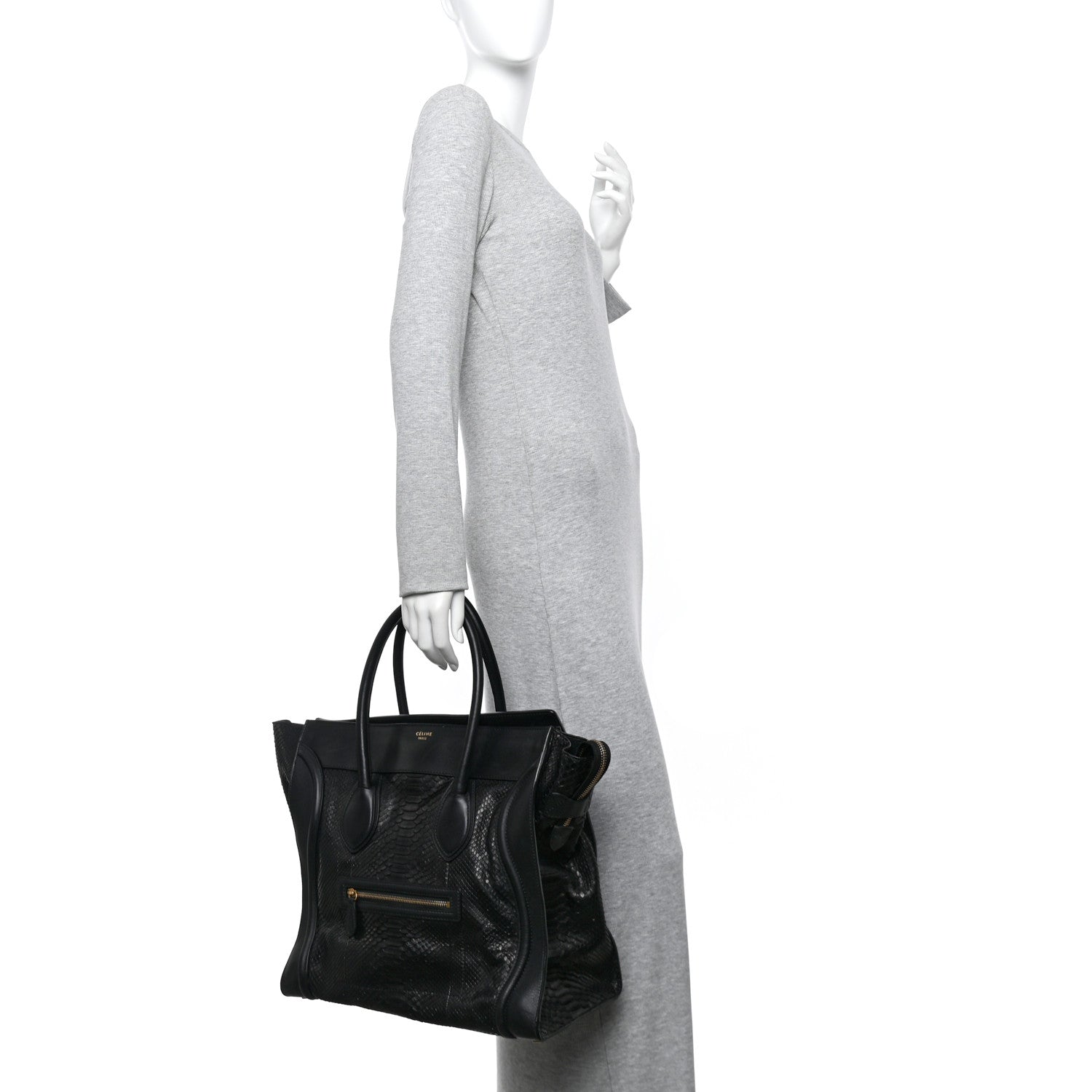 Celine Snakeskin Large Luggage Black 1789474 – FASHIONPHILE