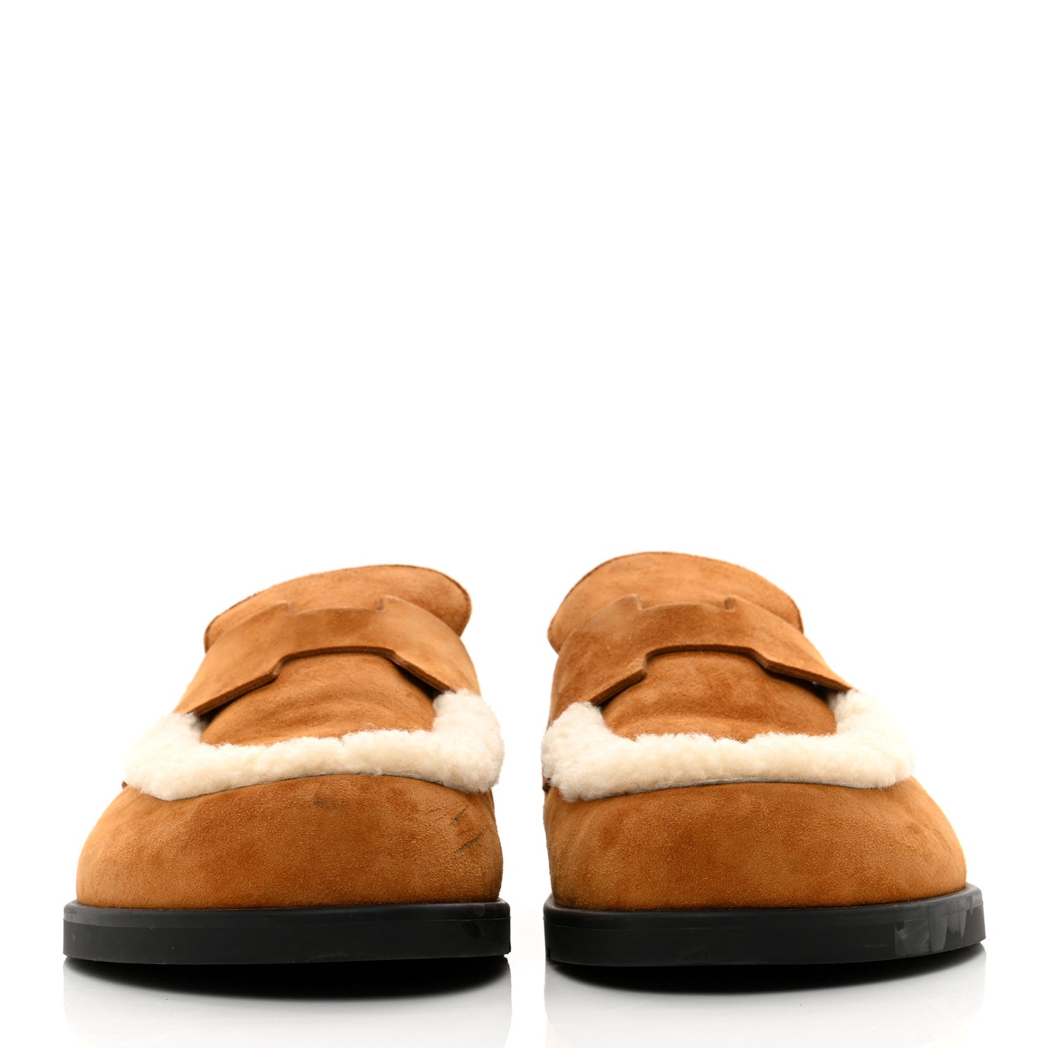 Hermes Suede Goatskin Shearling Go Mules 41 Beige Kraft Ecru 2 of 10