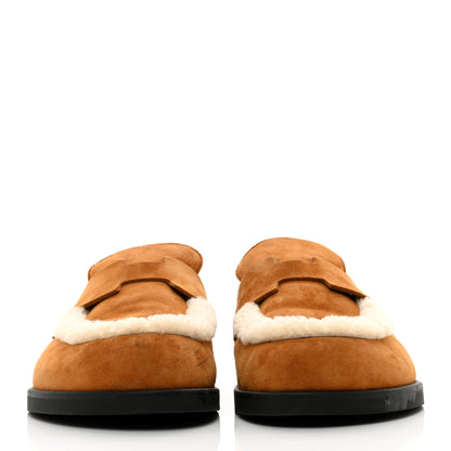 Hermes Suede Goatskin Shearling Go Mules 41 Beige Kraft Ecru 2 of 10