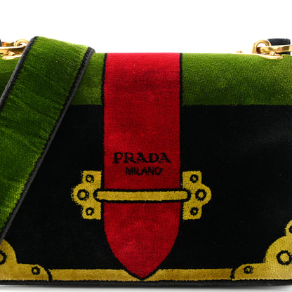 Prada Velluto Ricamo Cahier Shoulder Bag Black 7 of 10