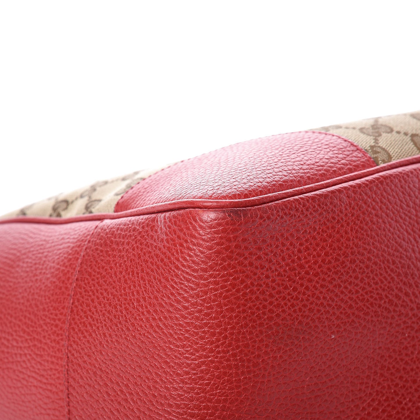 Monogram Bree Zippered Tote Beige Red