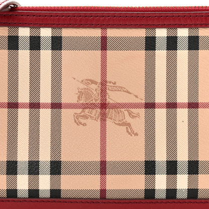 Burberry Haymarket Check Small Peyton Crossbody Clutch Bag Military Red 8 of 12