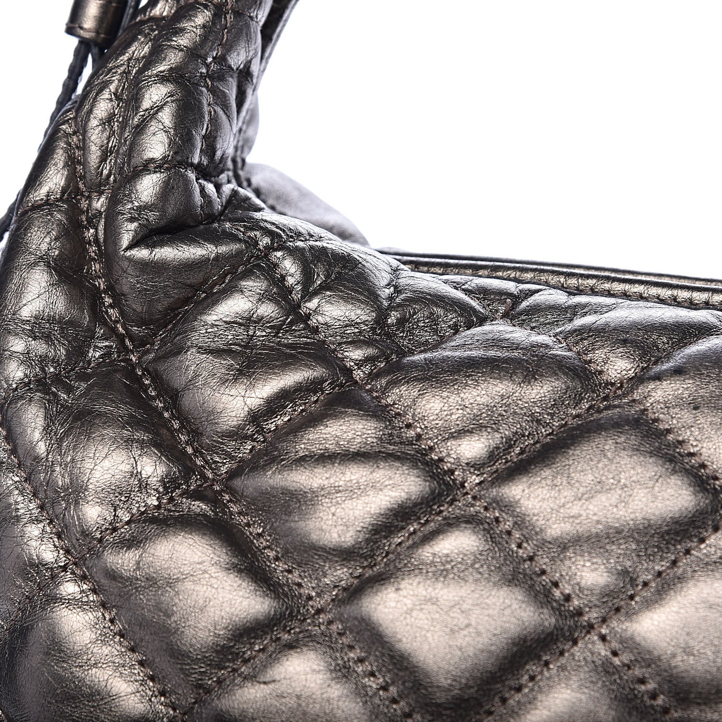 Metallic Calfskin Quilted Hoxton Hobo Nickel