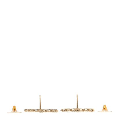 Chanel Pearl Marquise Crystal CC Earrings Gold White 3 of 5