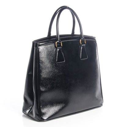 Prada Saffiano Vernice Parabole Tote Black 3 of 10