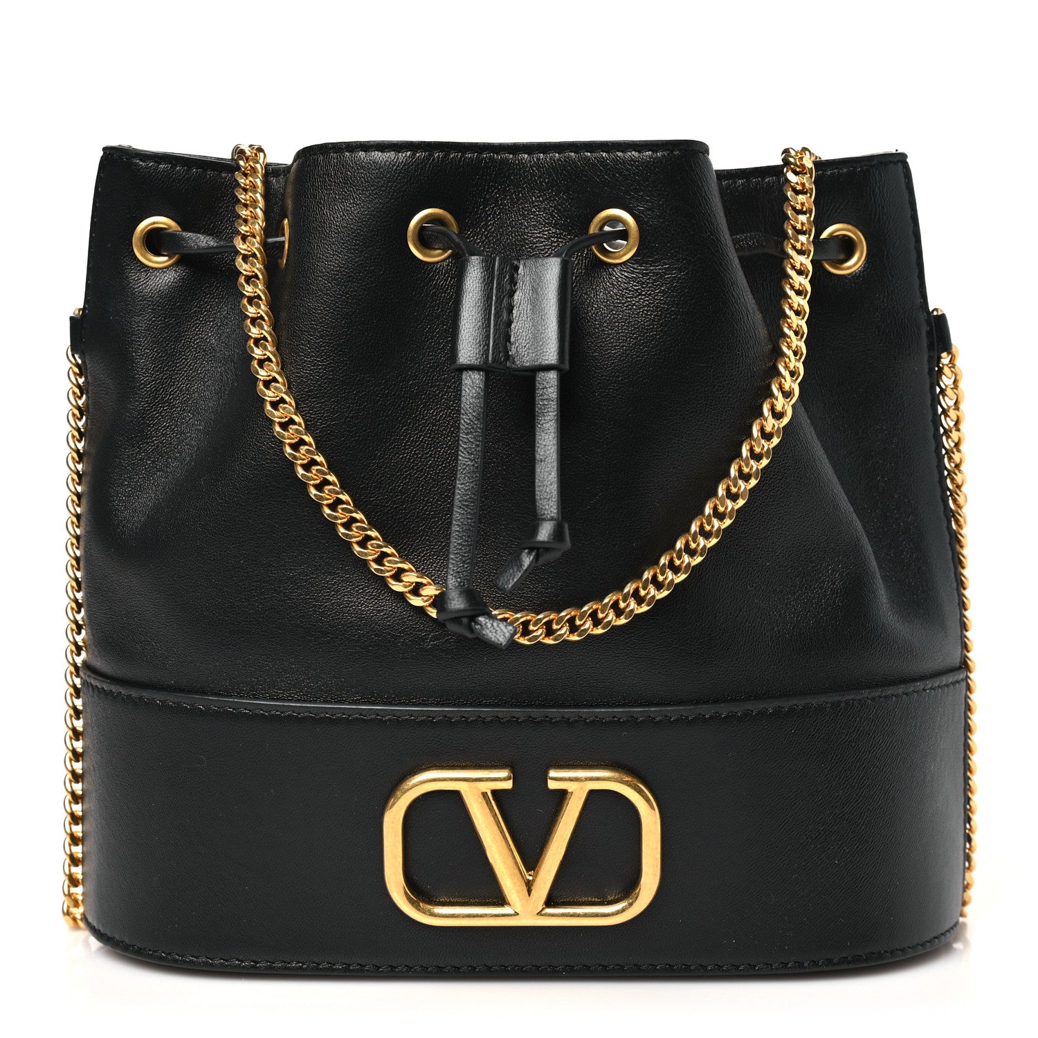 Valentino Garavani Nappa Mini VLogo Signature Chain Bucket Bag Black 1 of 10