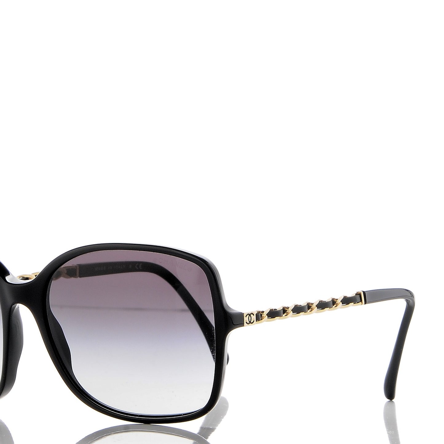 Lambskin Square Chain Sunglasses 5210-Q Black