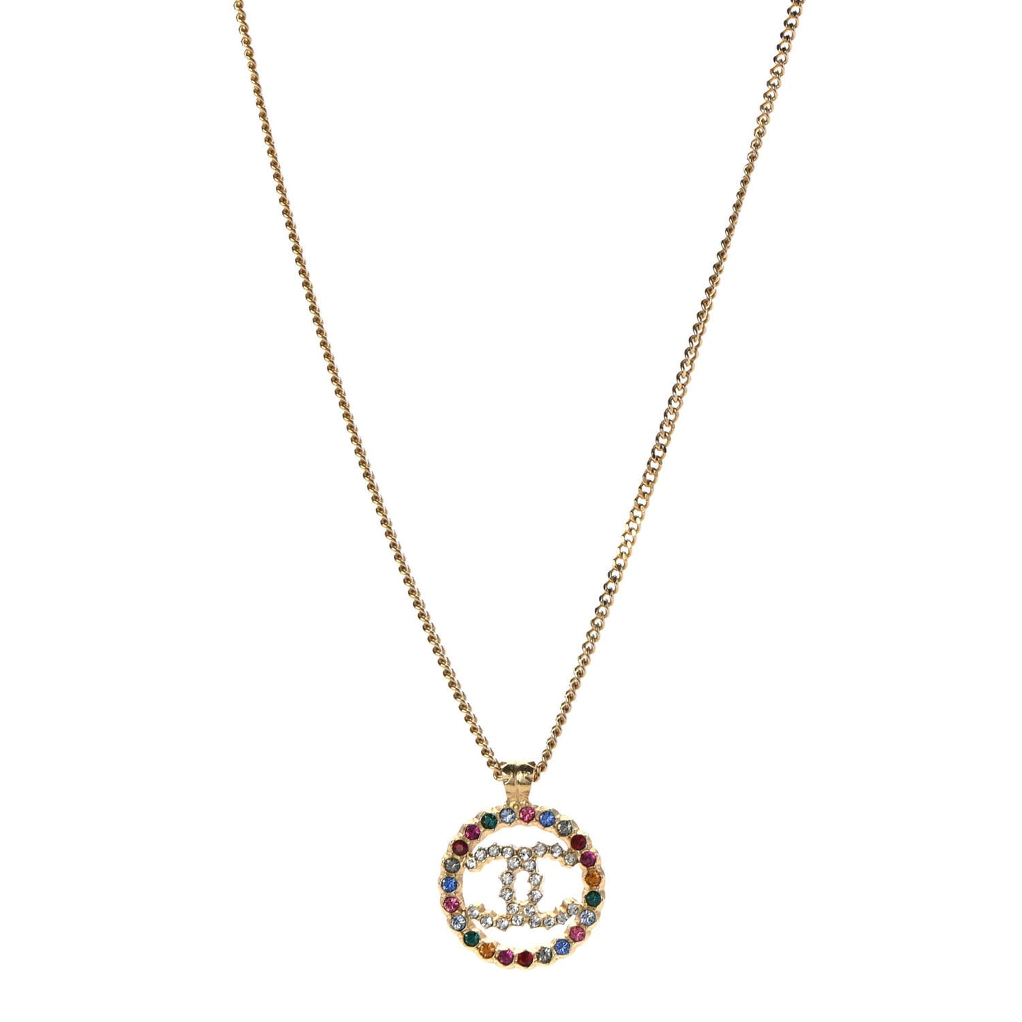 Crystal Over The Rainbow CC Pendant Necklace Gold Multicolor