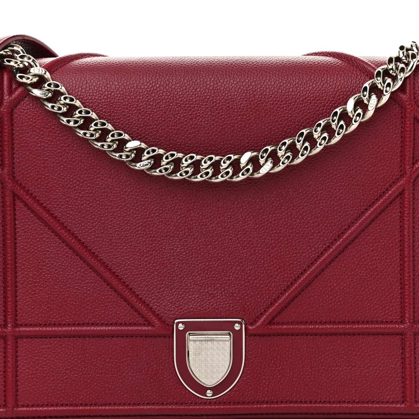 Grained Calfskin Large Diorama Flap Bag Burgundy