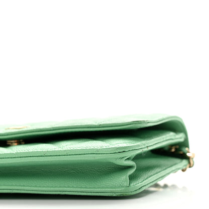Chanel Caviar Quilted Wallet on Chain WOC Light Green 10 of 11