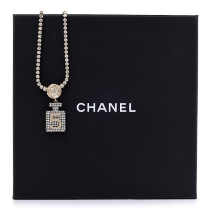 Chanel Crystal CC Perfume Bottle Necklace Gold 7 of 7