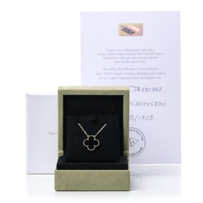 Van Cleef & Arpels 18K Yellow Gold Black Onyx Vintage Alhambra Pendant Necklace 6 of 6