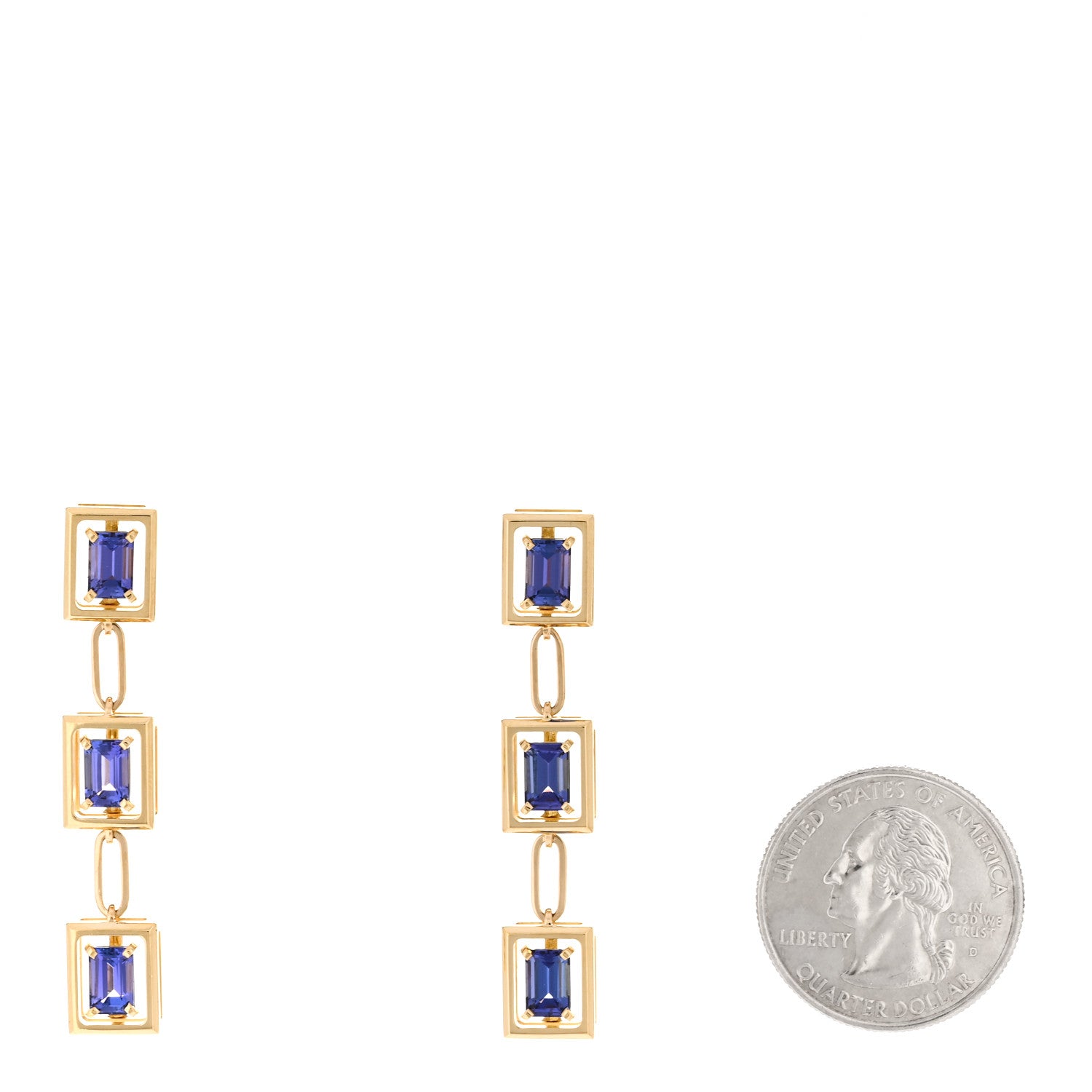 Tiffany 18K Yellow Gold Tanzanite Jewel Box Drop Earrings 2 of 5
