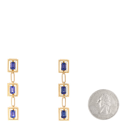 Tiffany 18K Yellow Gold Tanzanite Jewel Box Drop Earrings 2 of 5