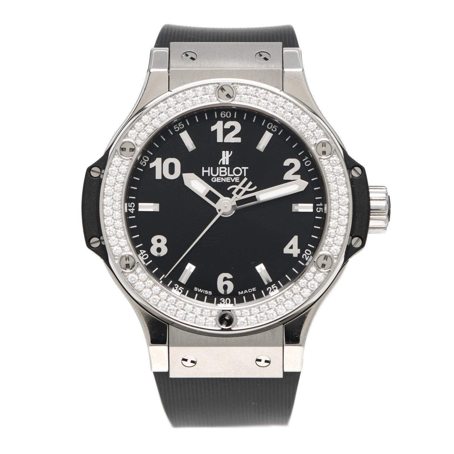 Hublot Stainless Steel Rubber Diamond Pave Bezel 38mm Big Bang Quartz Watch Black 361.SX.1270.RX.1104 1 of 6