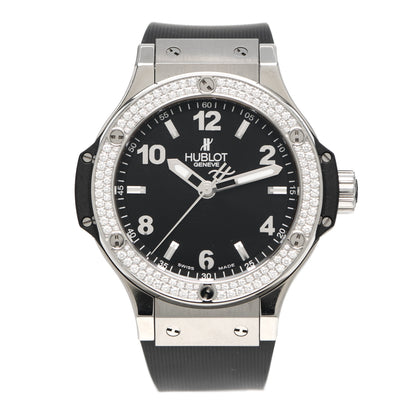 Hublot Stainless Steel Rubber Diamond Pave Bezel 38mm Big Bang Quartz Watch Black 361.SX.1270.RX.1104 1 of 6