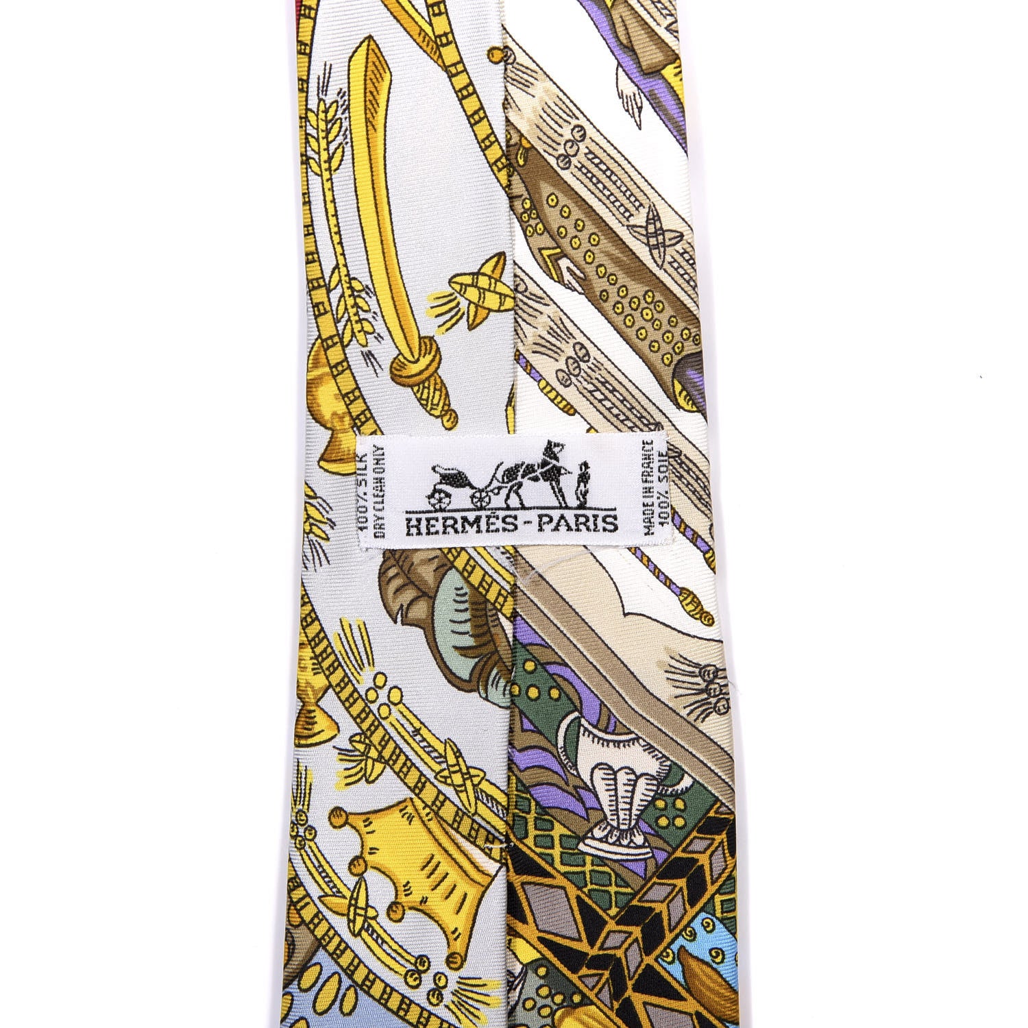 Hermes Silk Printed Mens Neck Tie Multicolor 4 of 4