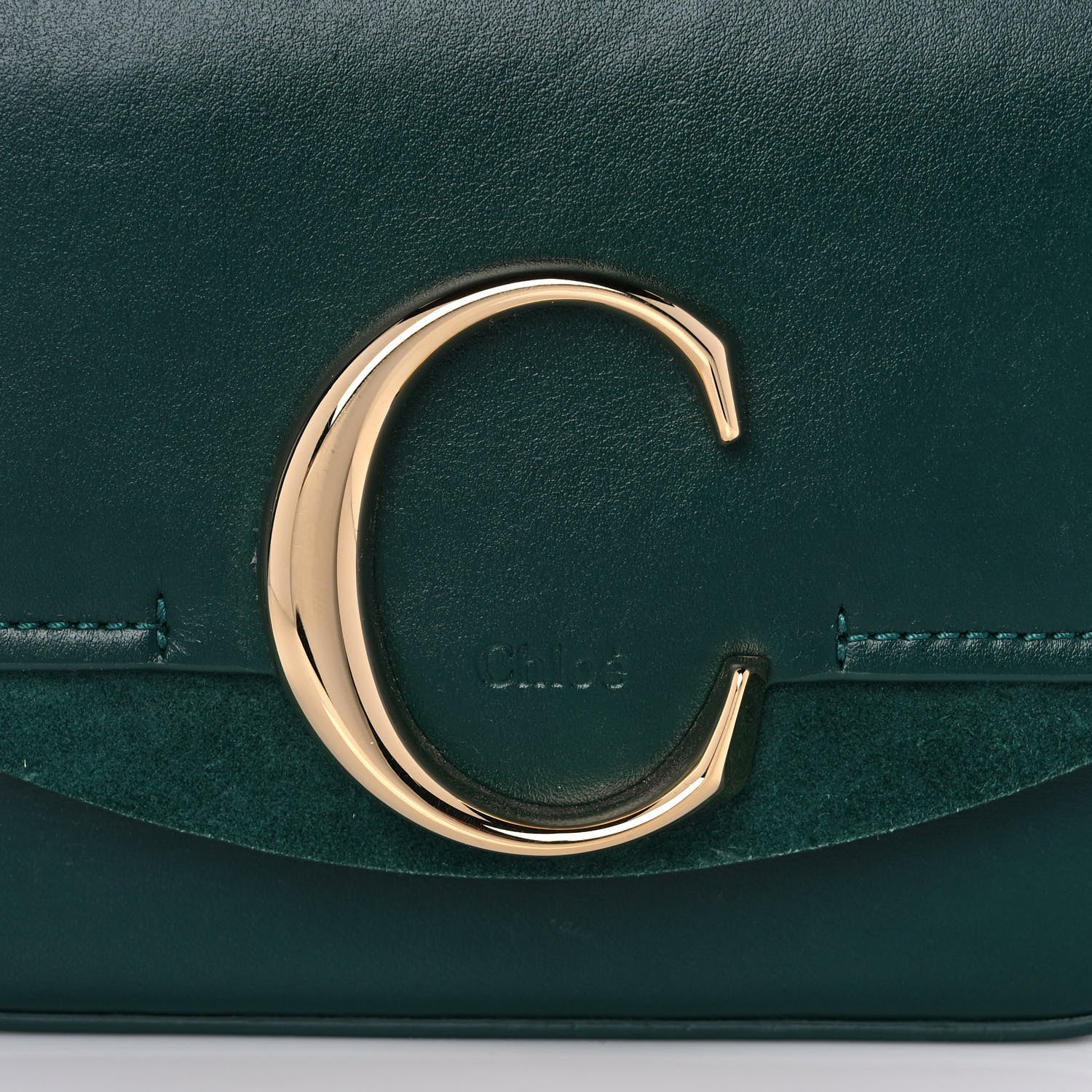 Chloe Shiny Calfskin Suede Mini C Double Carry Green 8 of 11