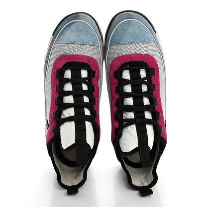 Chanel Fabric Suede CC Sneakers 41 Light Grey Light Blue Fuchsia 2 of 16