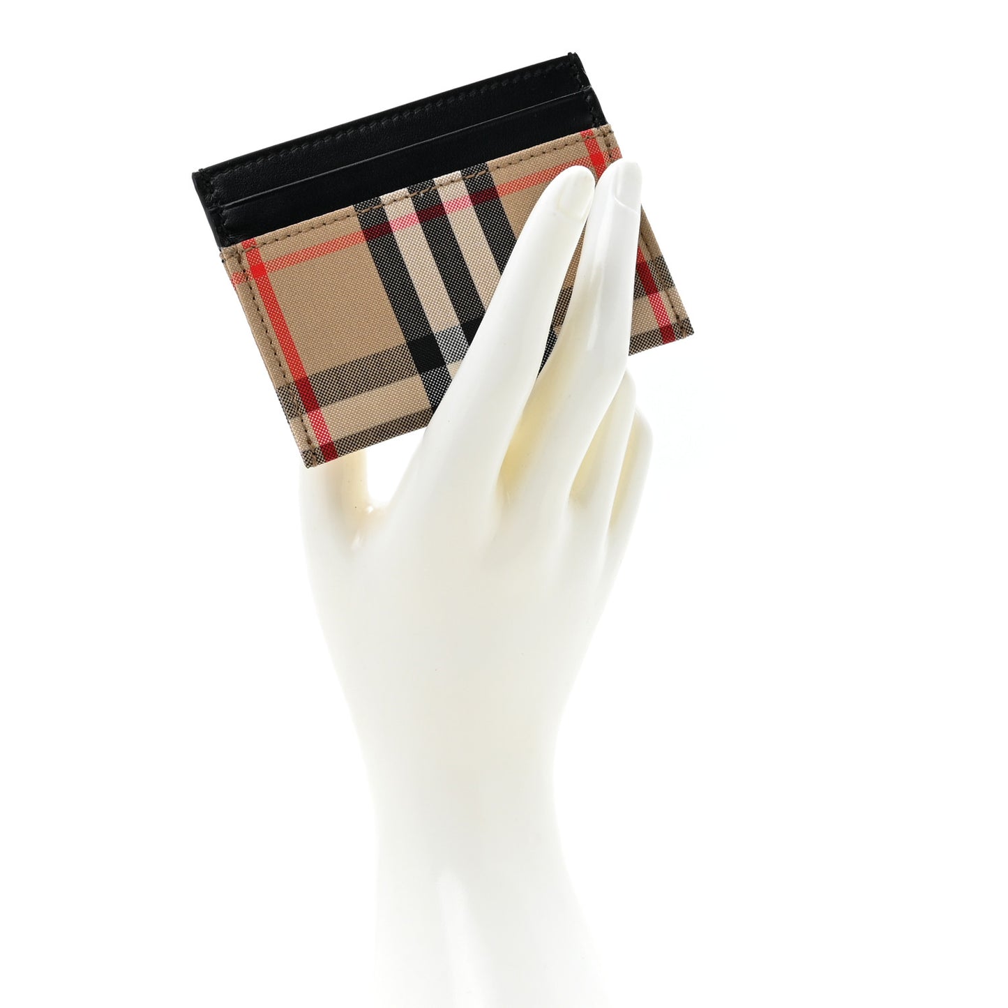 Vintage Check Calfskin Card Case Archive Beige Black