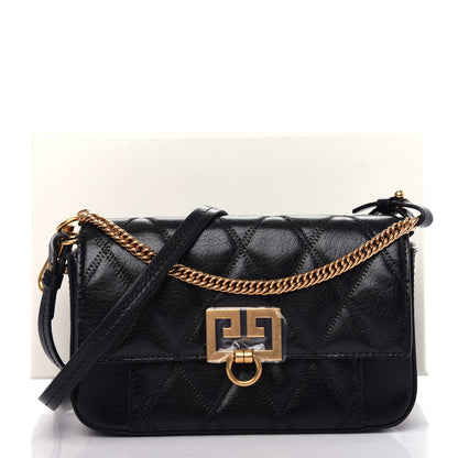 Givenchy Goatskin Quilted GV3 Mini Pocket Convertible Bag Black 10 of 10