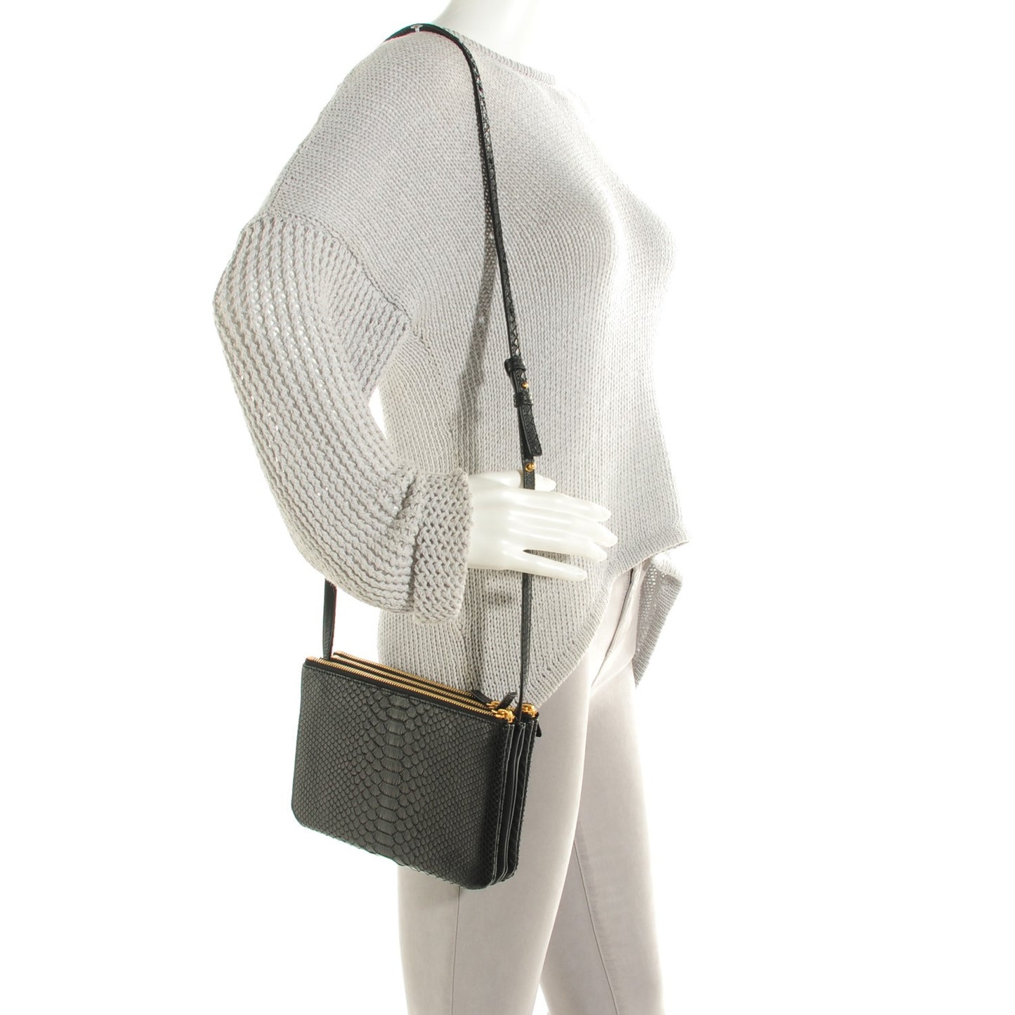 Python Small Trio Crossbody Bag Black