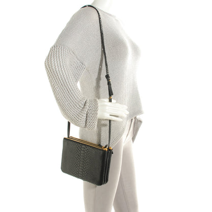 Celine Python Small Trio Crossbody Bag Black 2 of 7