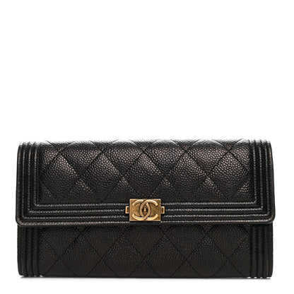 Chanel Caviar Quilted Large Boy Gusset Flap Wallet Black 1 of 9