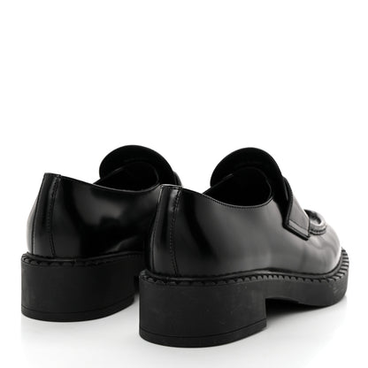 Prada Spazzolato Metal Triangle Logo 50mm Loafers 40 Black 4 of 8