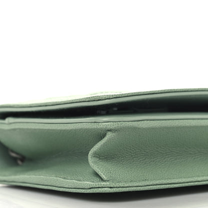 Chanel Caviar Quilted Boy Wallet On Chain WOC Light Green 10 of 13