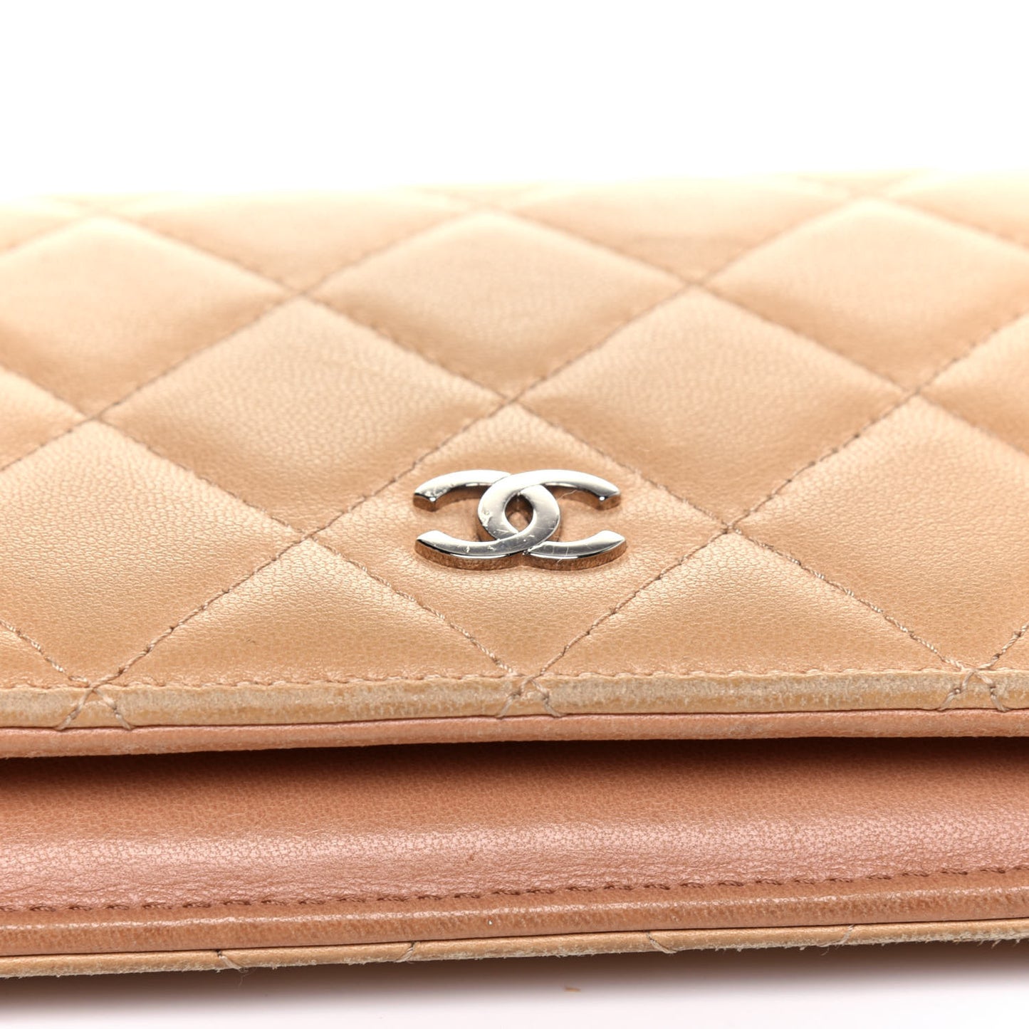 Lambskin Quilted Yen Wallet Beige