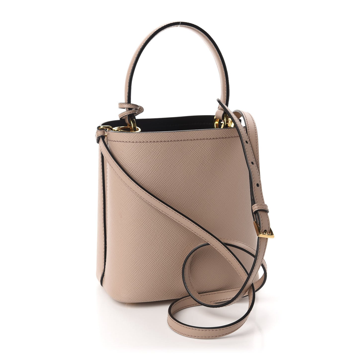 Saffiano Cuir Calfskin Small Panier Bucket Bag Cipria Black