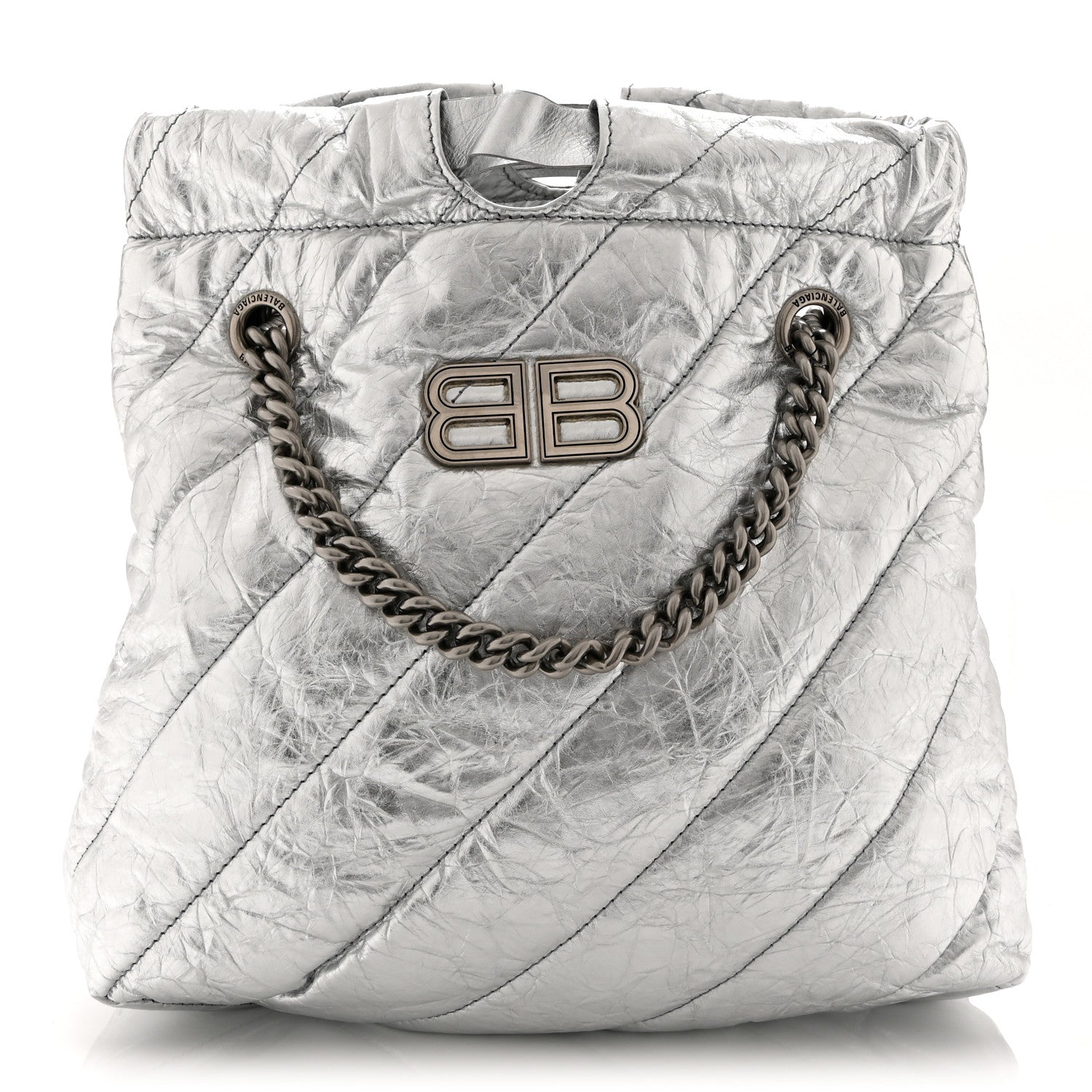 Balenciaga Crushed Calfskin Quilted Crush Small Tote Bag Silver 1 of 10